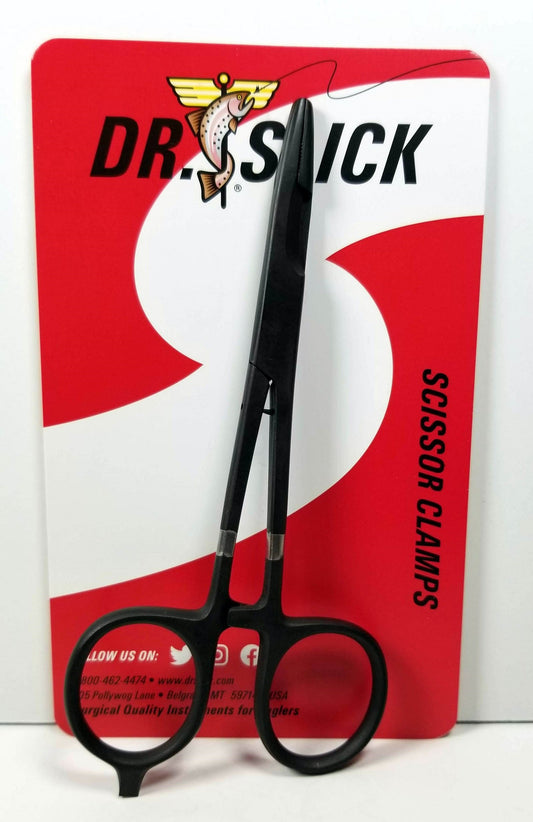 Black Dr. Slick clamps on a red and white packaging with 'Dr. Stick' branding.