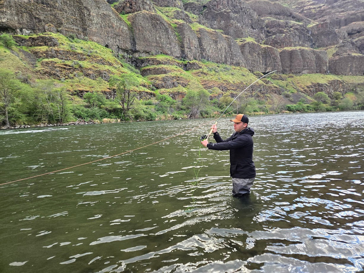 Trout spey rod and reel setup for swinging flies on trout rivers