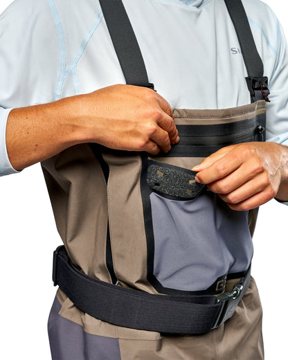 Simms G3 Pro Guide Waders top-access chest storage