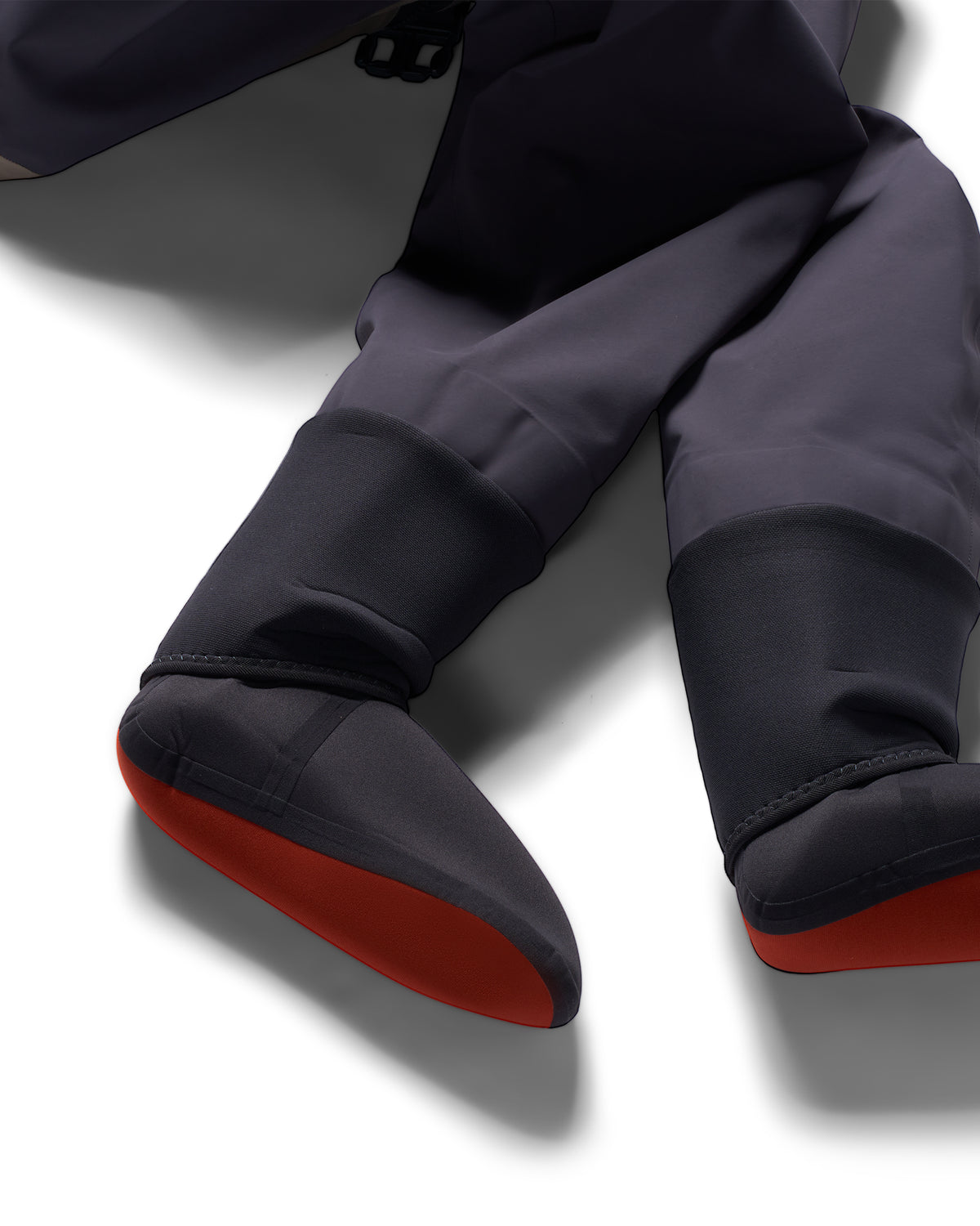 Simms G3Z Pro Stockingfoot Wader - Close-up of a pair of dark gray waterproof stockingfoot