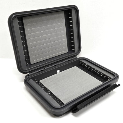 Plan D Pocket Max Articulated Plus Fly Box open view with gray slotted foam