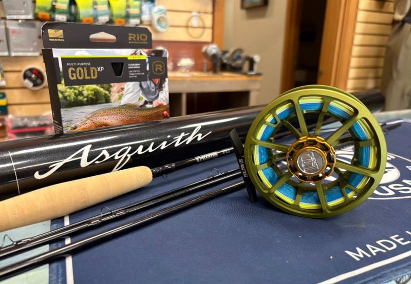 G. Loomis Asquith 590 witha  RIO Gold XP and a Ross Evolution LTX with enough backing for war
