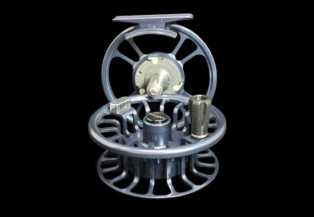 Galvan Torque Fly Reel Gunmetal Grey machined aluminum detail