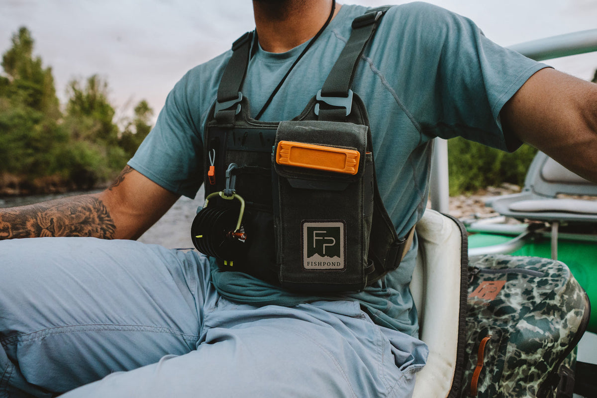 Fishpond Stormshadow Chest Pack Duskwood - front lifestyle view