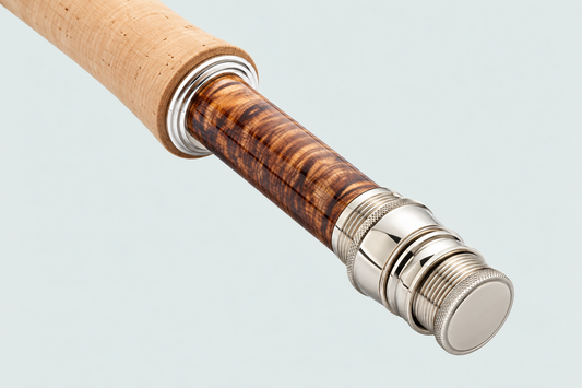 R.L. Winston Bamboo fly rod nickel silver reel seat detail