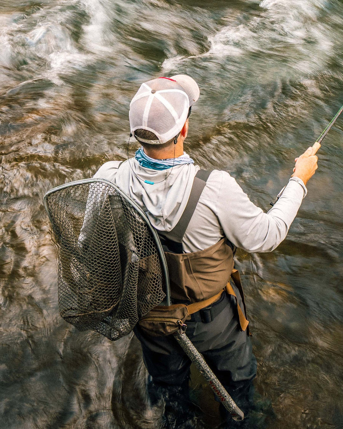Simms G3 Pro Guide Waders in use while fly fishing