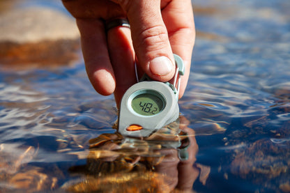 Fishpond Riverkeeper Digital Thermometer with digital display and carabiner-style attachment clip