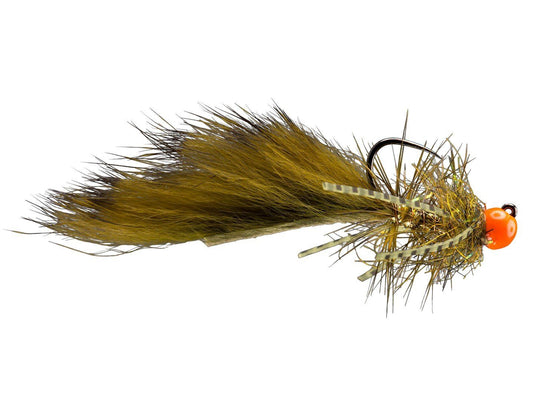 RIO Soccer Mom RL Olive jigged micro leech fly with rubber legs